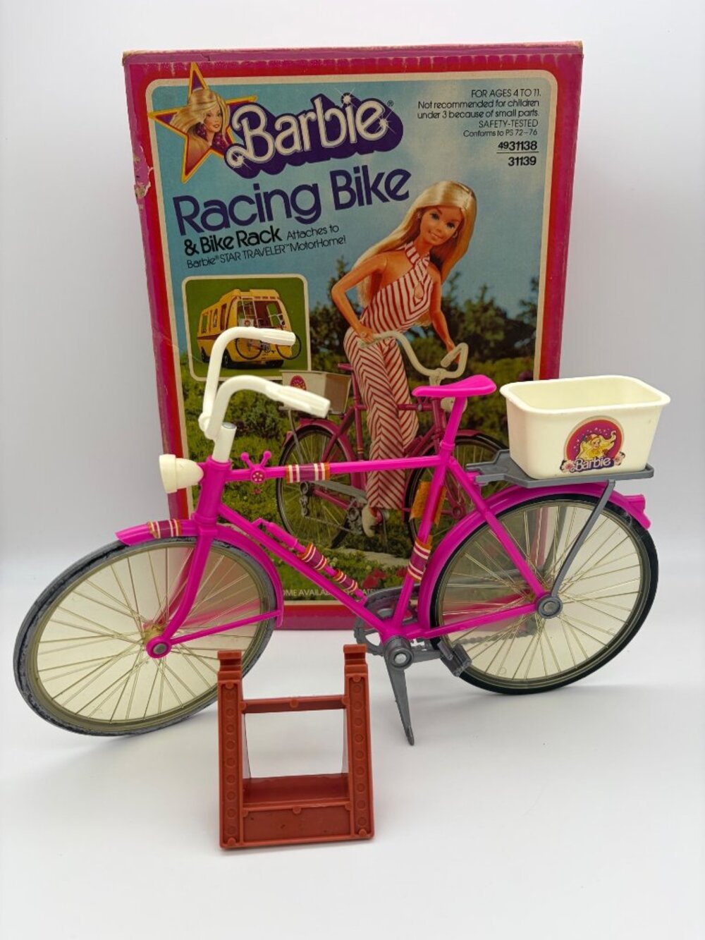 Vintage 1977 Mattel Barbie Racing Bike Bicycle & Bike Rack 2066 Original Box Toy